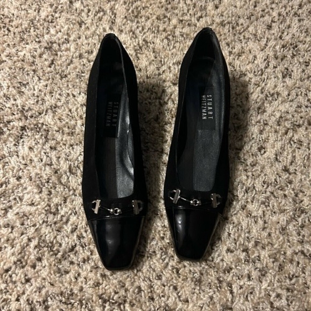 Stuart Weitzman Black Heels with Silver Accents - Picture 2 of 10